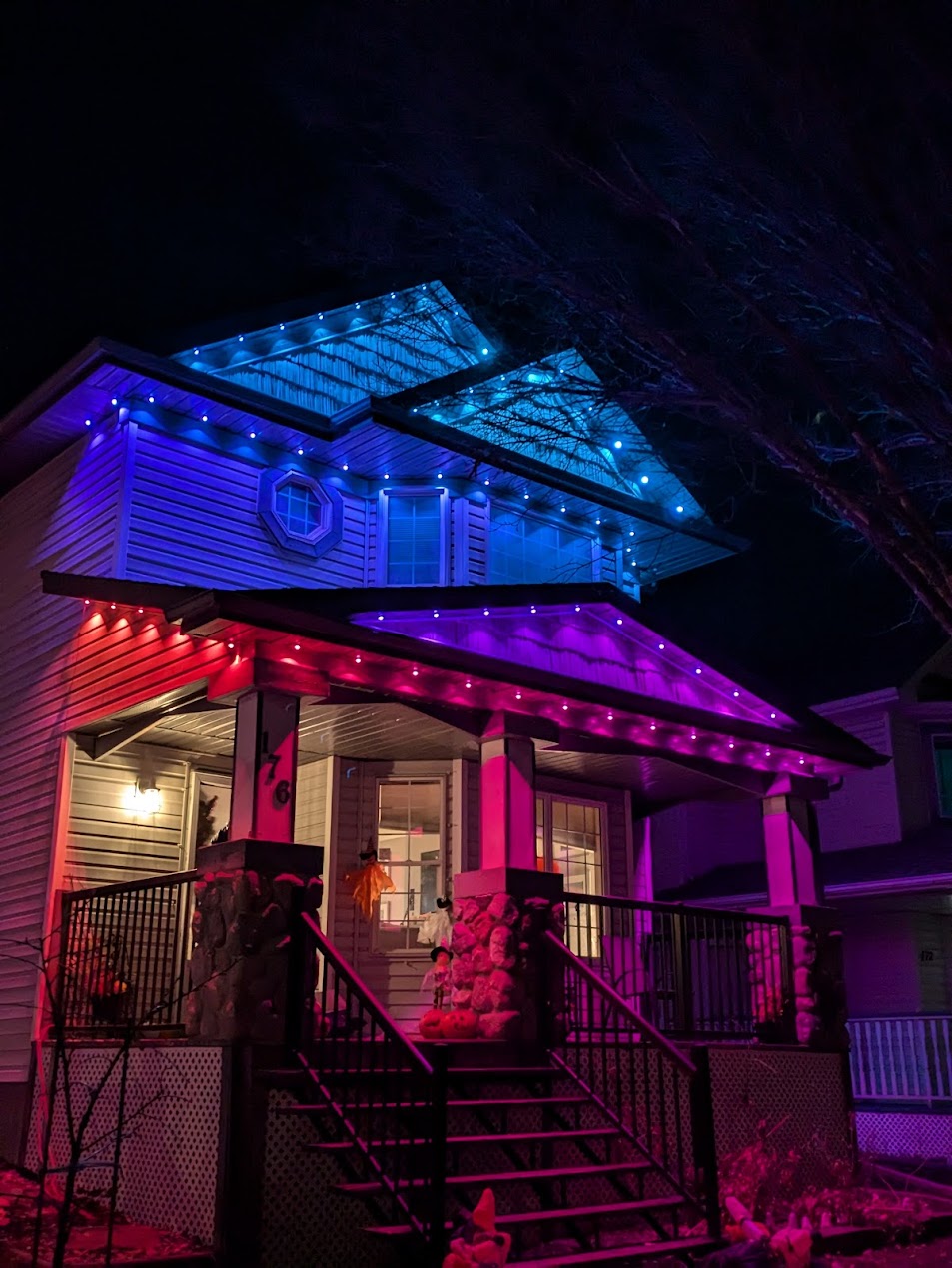 Govee permanent lights installed along a home roofline
